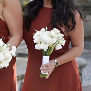 Rust colored bridesmaid dress